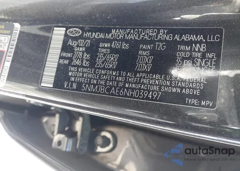 2022 Hyundai Tucson Sel from USA, damaged, VIN 5NMJBCAE6NH039497